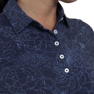 KJUS Hollow Pima Print longsleeve polo de manga larga para mujer, atlanta blue/atlanta blue