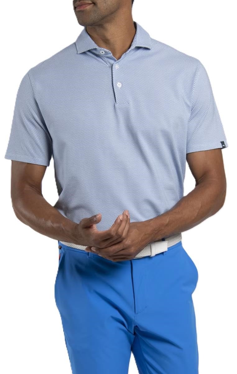 KJUS Hollow Pima Print polo de hombre, blanco/catamaran
