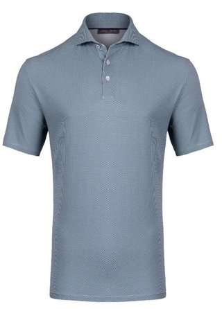 KJUS Hollow Pima Print polo de hombre, riverbank/white