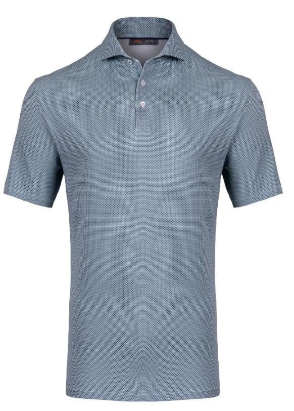 KJUS Hollow Pima Print polo de hombre, riverbank/white