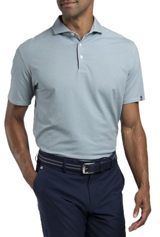 KJUS Hollow Pima Print polo de hombre, riverbank/white