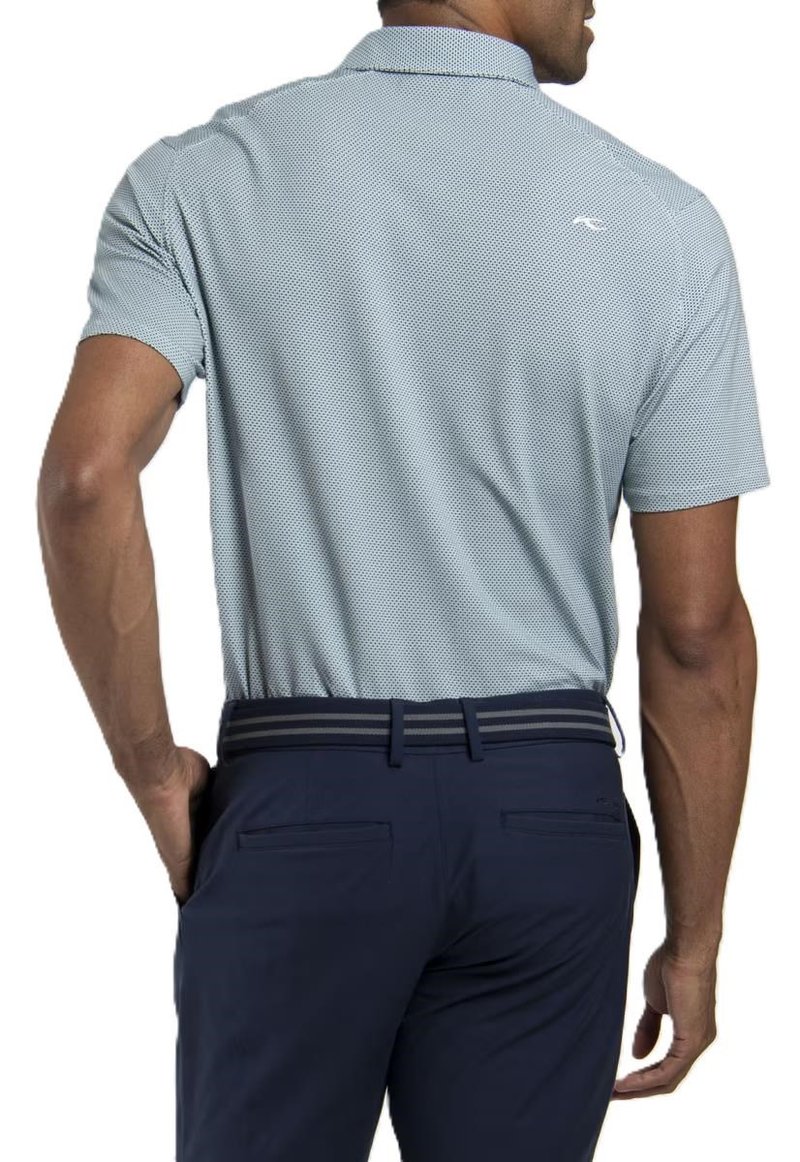 KJUS Hollow Pima Print polo de hombre, riverbank/white