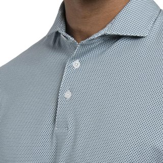 KJUS Hollow Pima Print polo de hombre, riverbank/white