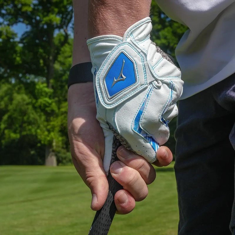 Mizuno Double Grip guante de golf para hombre, blanco