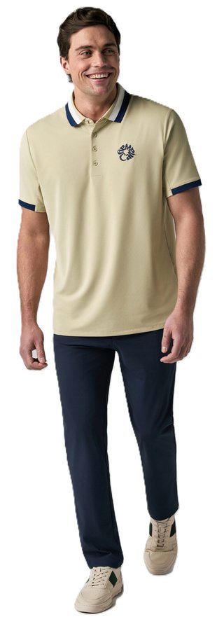 Callaway Mid Century Striped Rib Collar polo para hombre, fields of rye