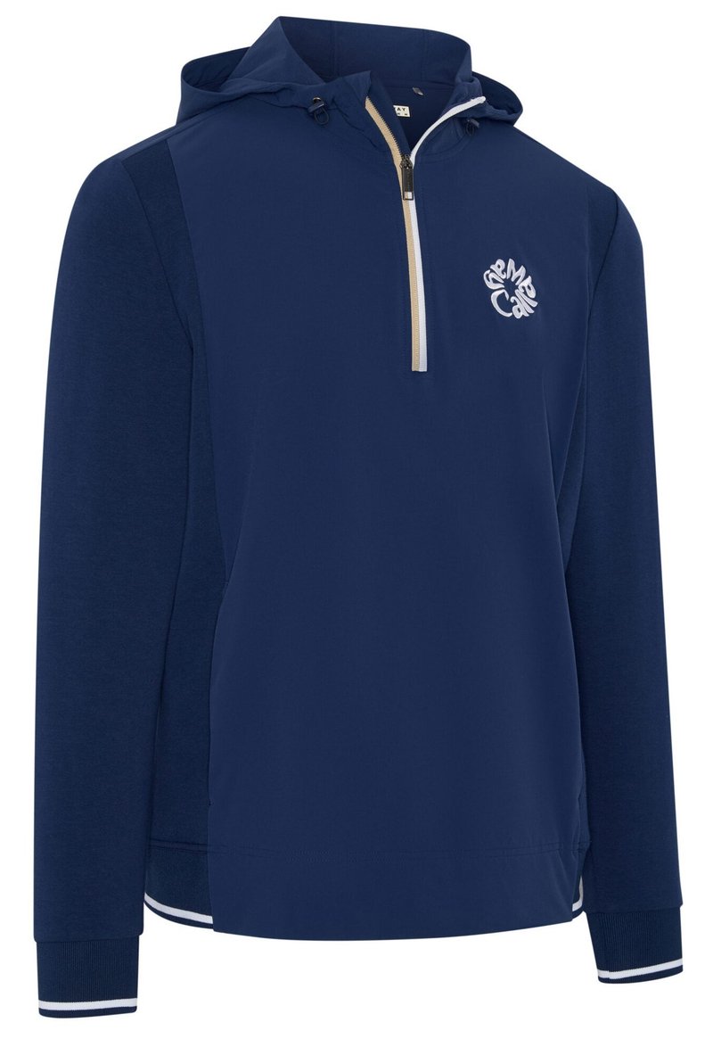 Callaway Mid Century Mixed Media Hooded 1/4 Zip sudadera con capucha para hombre, medieval blue