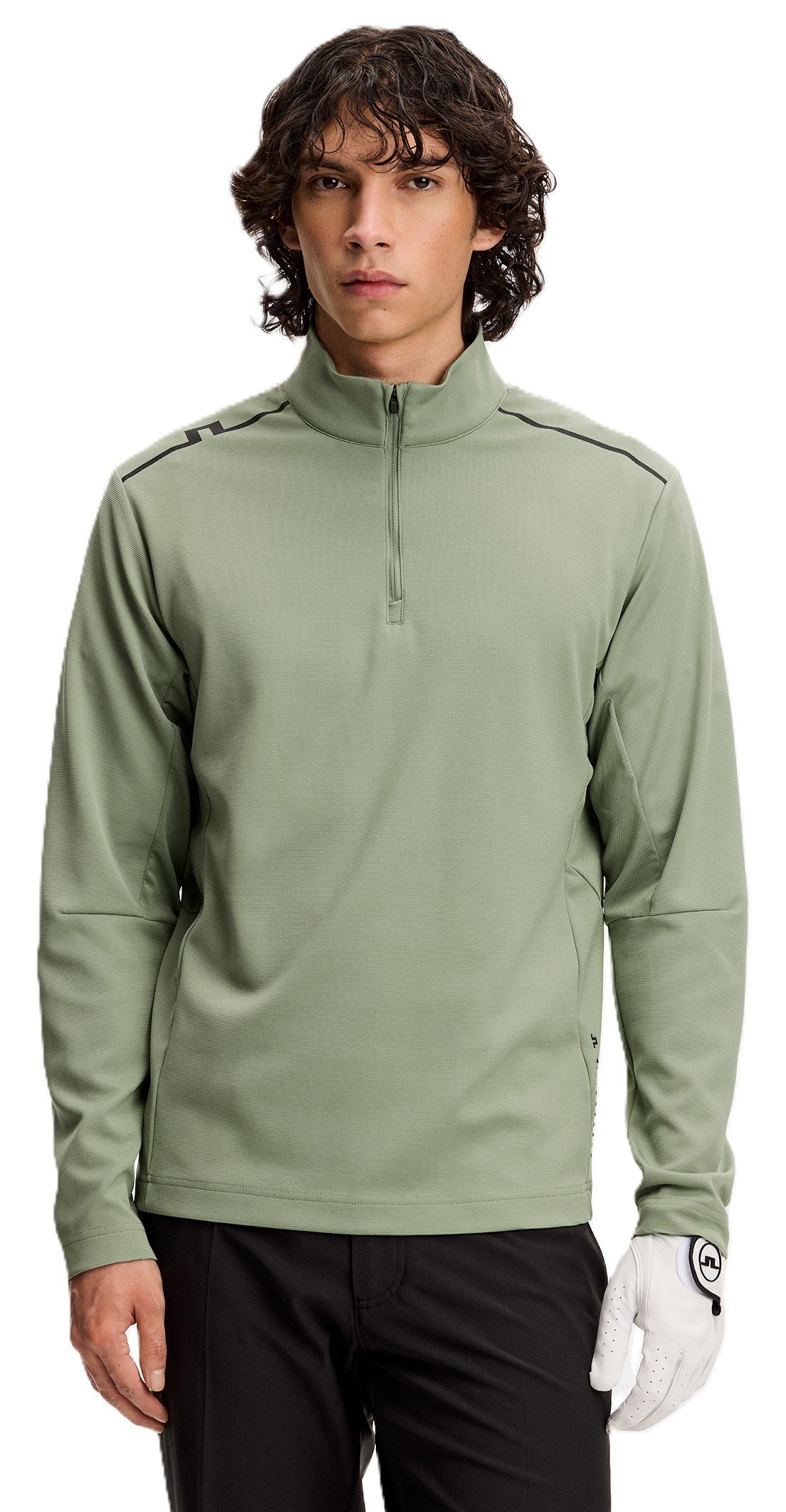 J.Lindeberg Leon Quarter Zip sudadera de hombre, hedge green