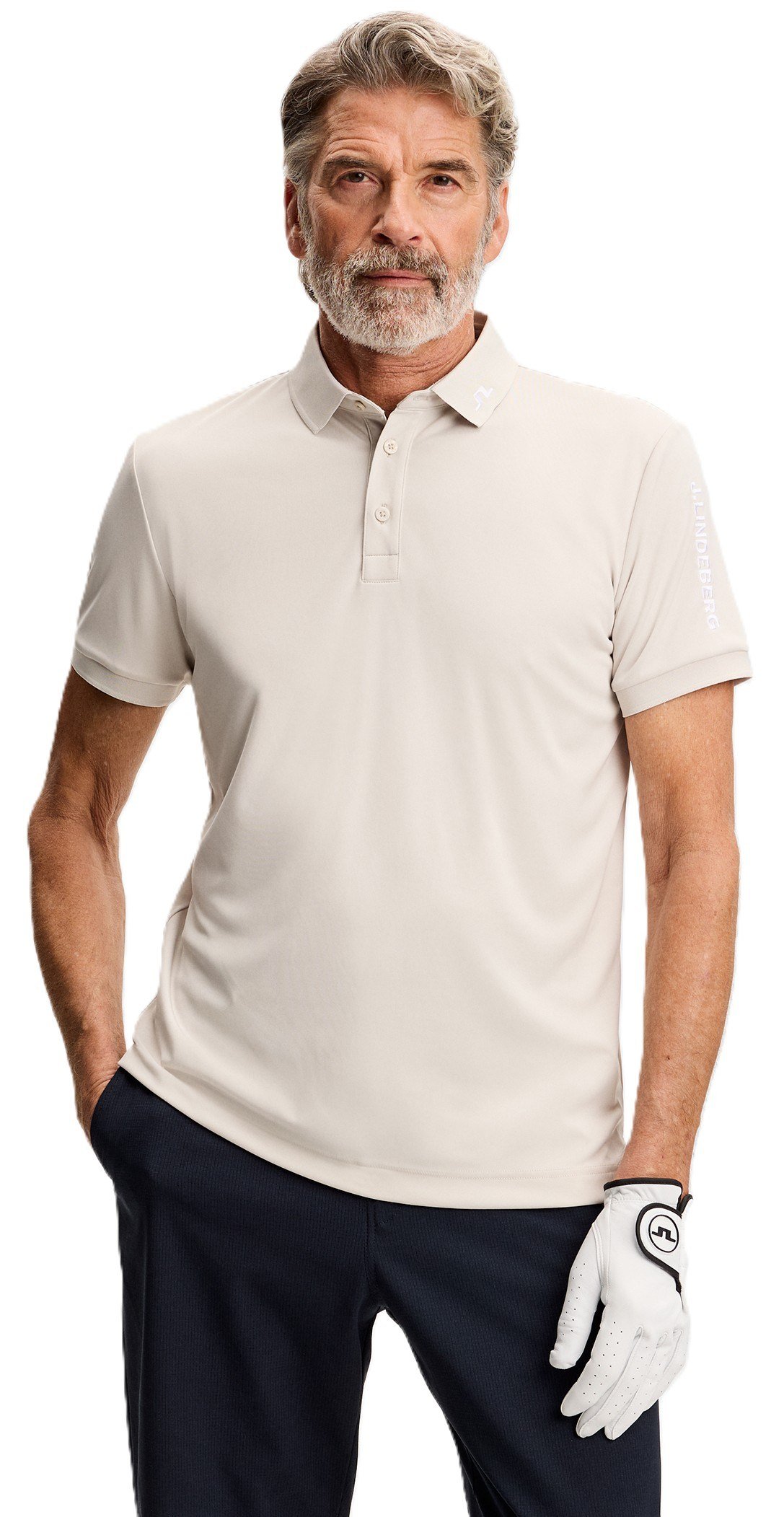 J.Lindeberg Tour Tech Slim Fit polo de hombre, moonbeam