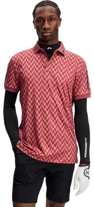J.Lindeberg Tour Tech Print polo para hombre, bridge stack apple butter