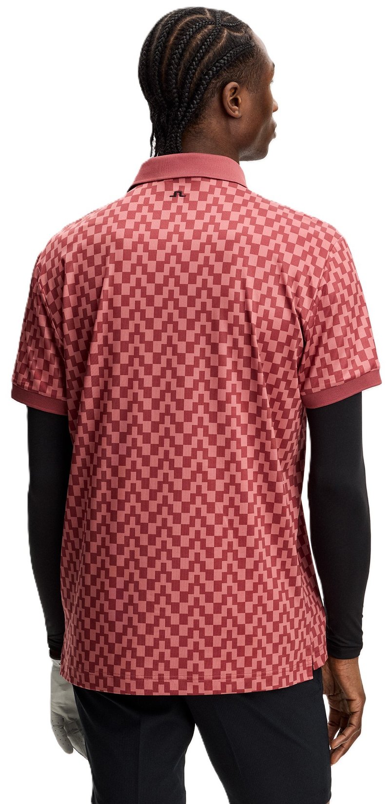 J.Lindeberg Tour Tech Print polo para hombre, bridge stack apple butter