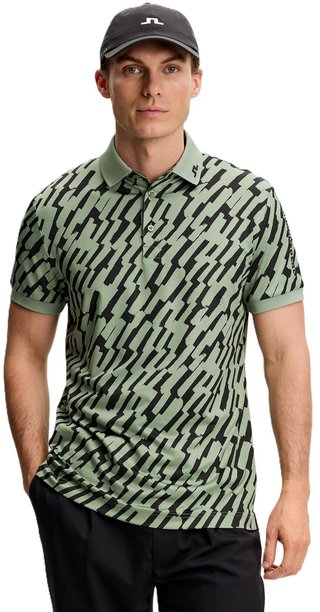 J.Lindeberg Tour Tech Print polo de hombre, oak green
