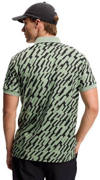 J.Lindeberg Tour Tech Print polo de hombre, oak green