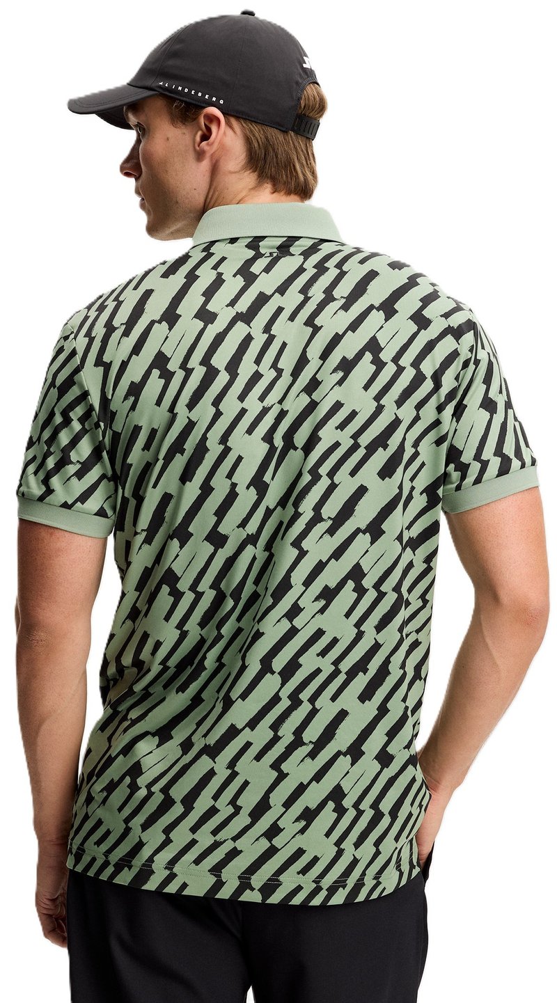 J.Lindeberg Tour Tech Print polo de hombre, oak green