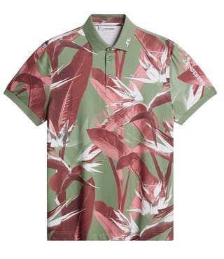 J.Lindeberg Tour Tech Print polo de hombre, paradise hedge green