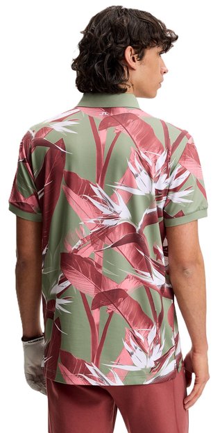 J.Lindeberg Tour Tech Print polo de hombre, paradise hedge green