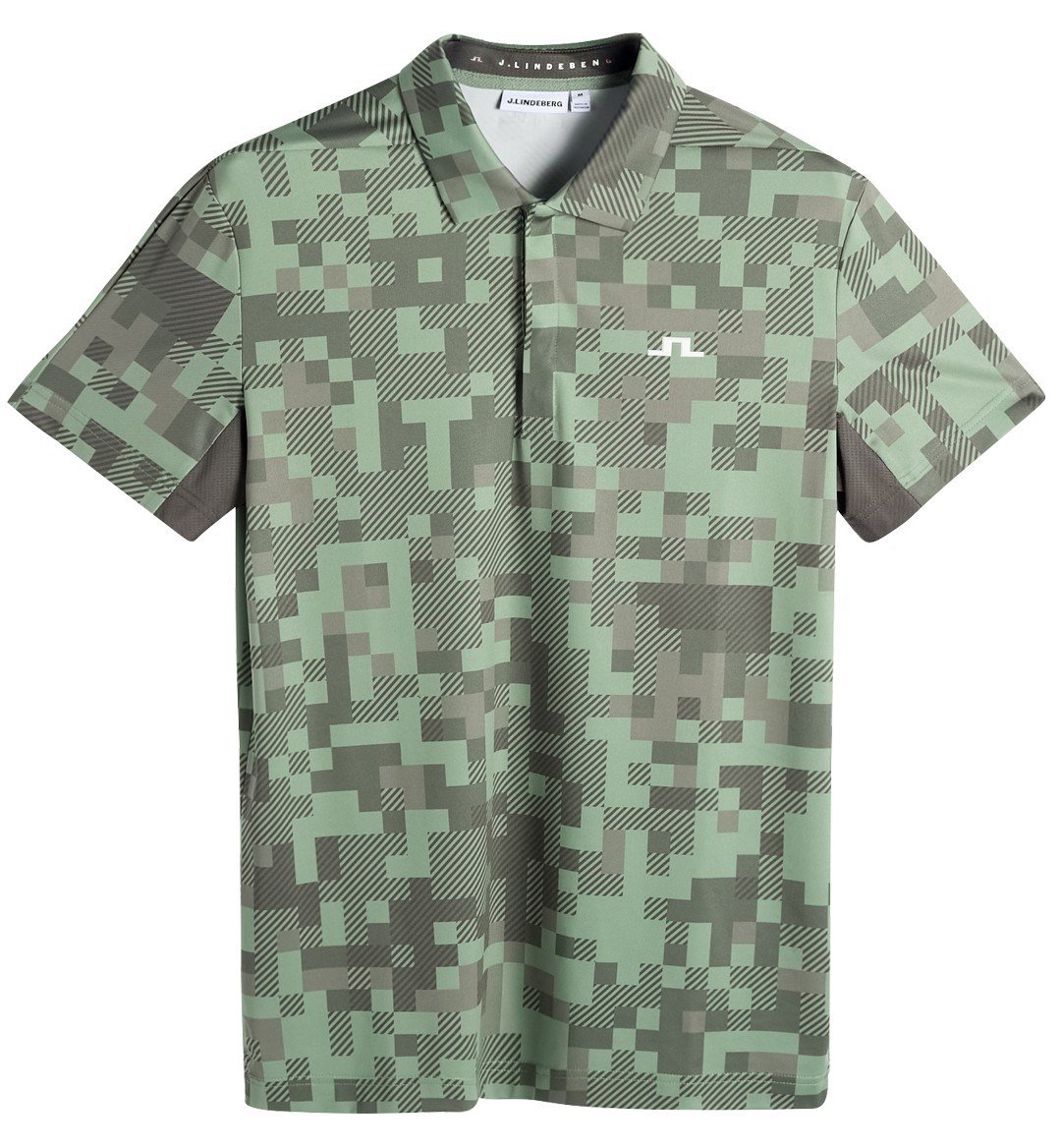 J.Lindeberg Dario Tour Print polo de hombre, tour 26 tonal green