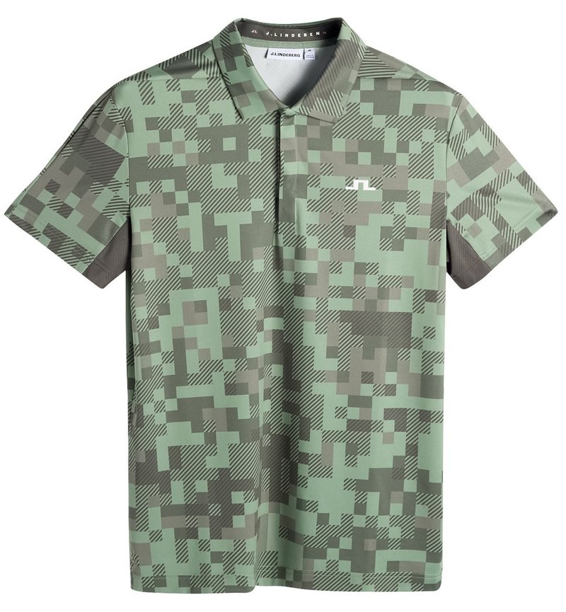 J.Lindeberg Dario Tour Print polo de hombre, tour 26 tonal green