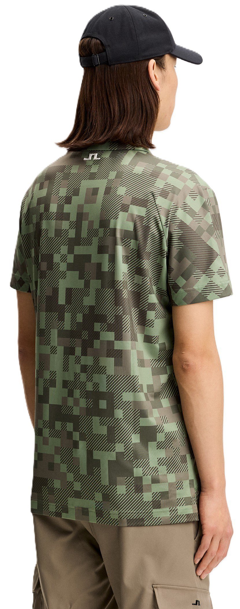 J.Lindeberg Dario Tour Print polo de hombre, tour 26 tonal green