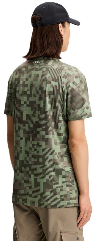 J.Lindeberg Dario Tour Print polo de hombre, tour 26 tonal green