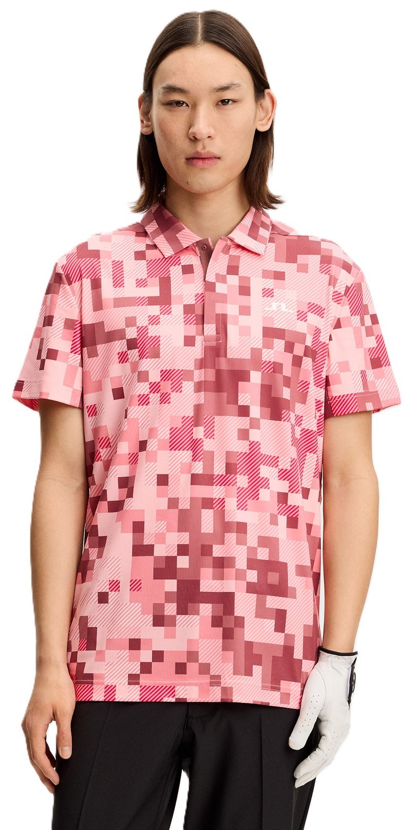 J.Lindeberg Dario Tour Print polo de hombre, tour 26 pink