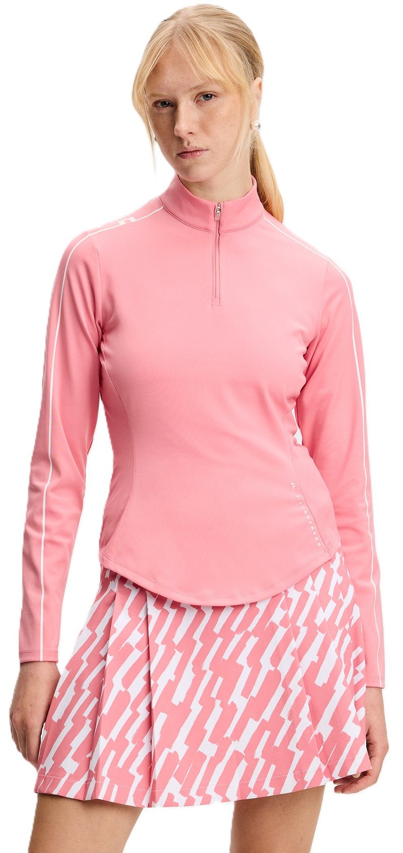 J.Lindeberg Adiola Quarter Zip Mid Layer sudadera de mujer, flamingo plume