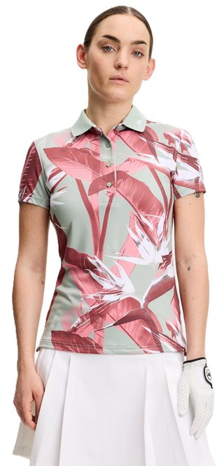 J.Lindeberg Tour Tech Print polo de mujer, paradise jadeite