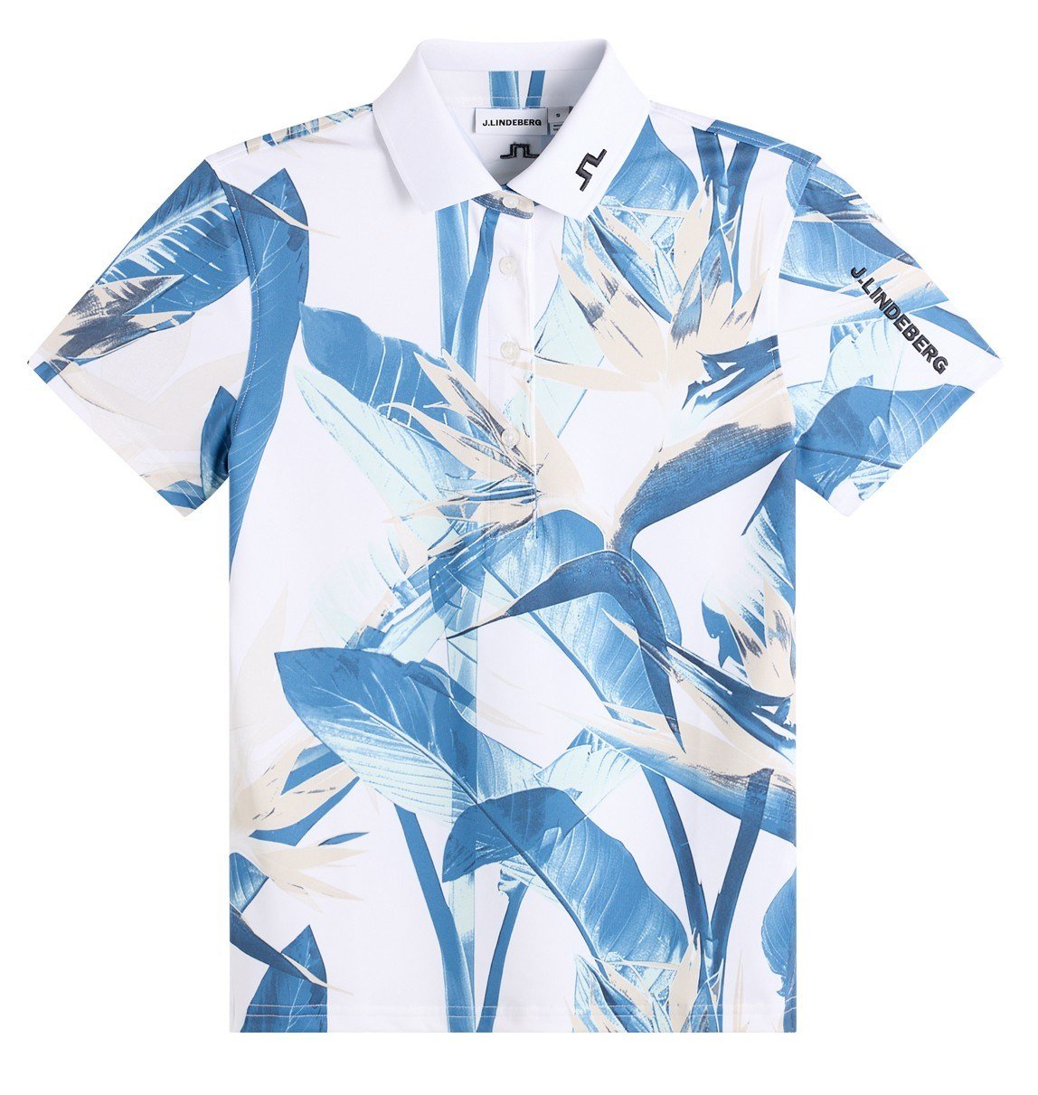 J.Lindeberg Tour Tech Print polo de mujer, paradise skylight