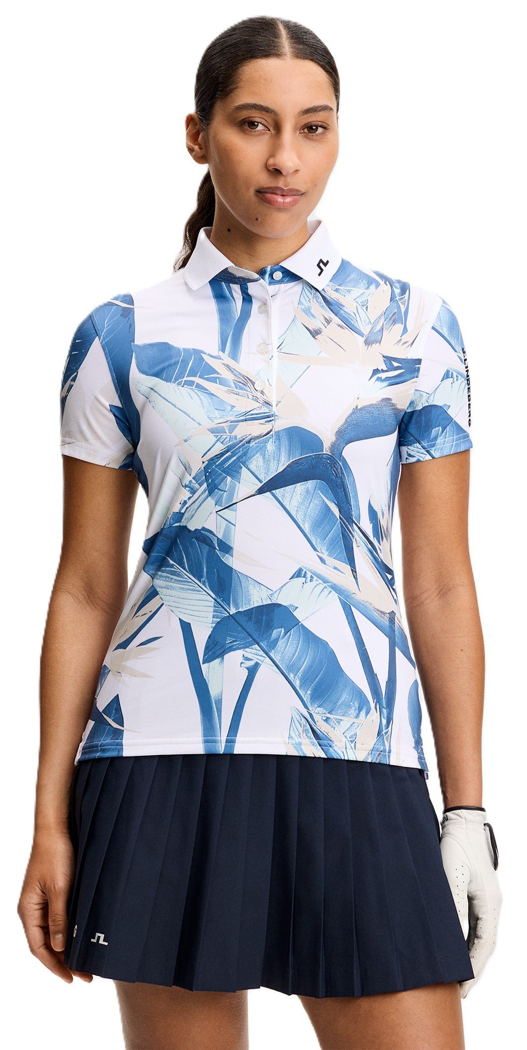 J.Lindeberg Tour Tech Print polo de mujer, paradise skylight