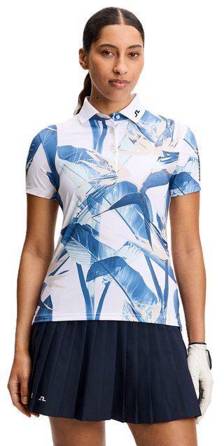 J.Lindeberg Tour Tech Print polo de mujer, paradise skylight