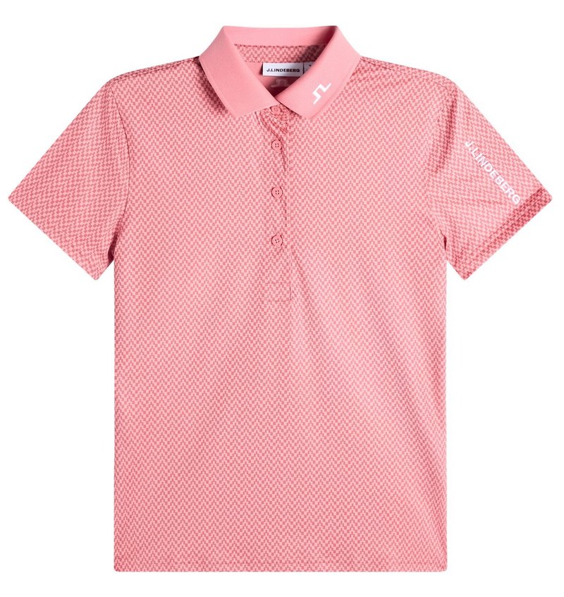 J.Lindeberg Tour Tech Print polo de mujer, bridge stack rose