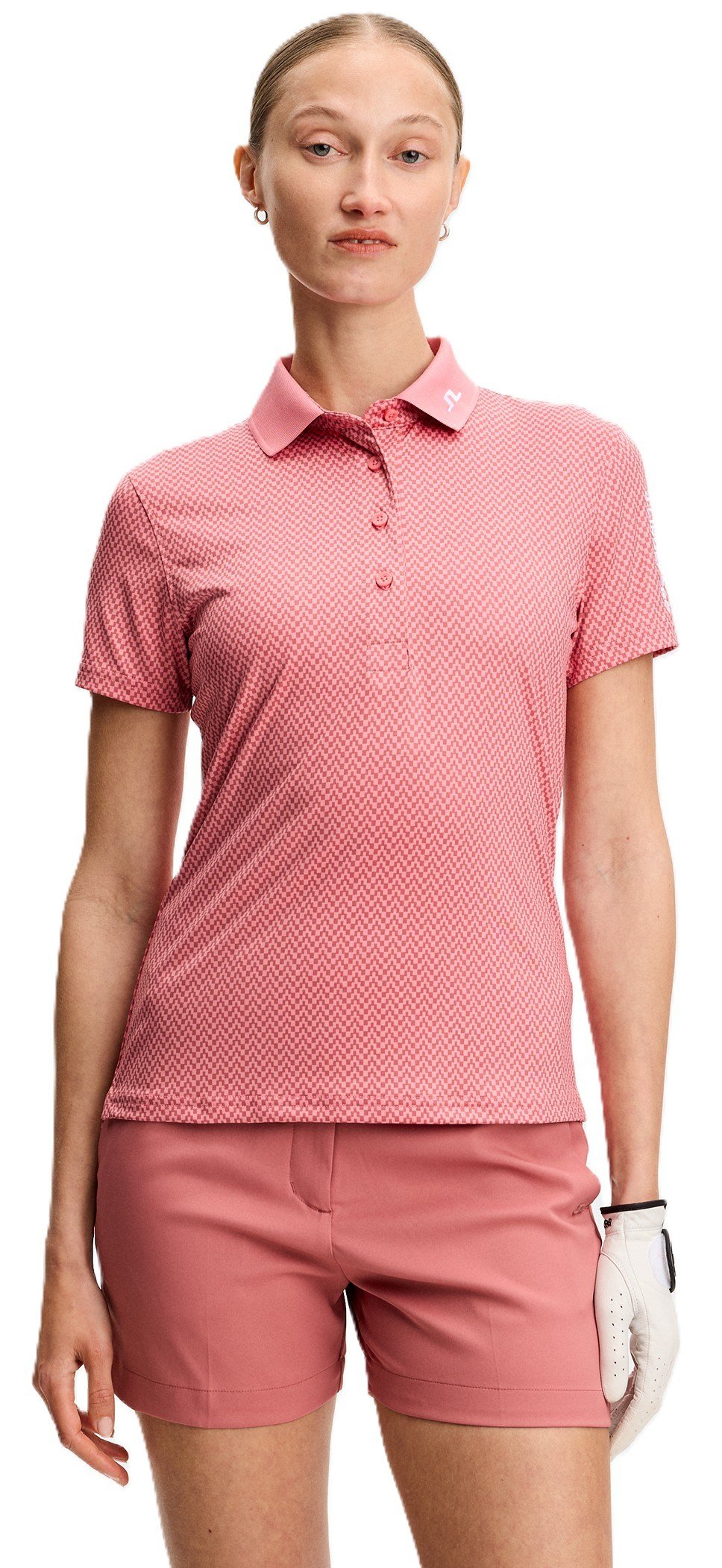 J.Lindeberg Tour Tech Print polo de mujer, bridge stack rose