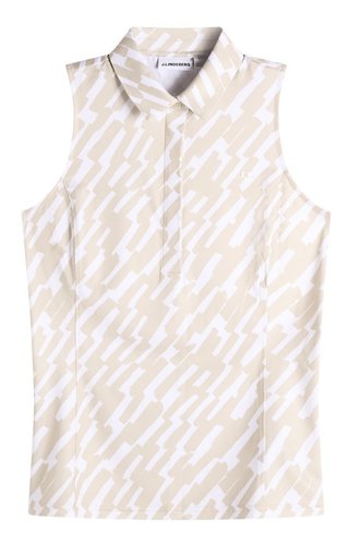 J.Lindeberg Dena Print Sleeveless polo de mujer, oak island fossil