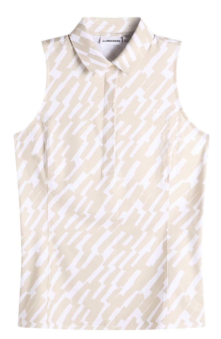 J.Lindeberg Dena Print Sleeveless polo de mujer, oak island fossil