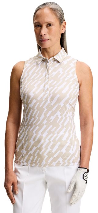 J.Lindeberg Dena Print Sleeveless polo de mujer, oak island fossil
