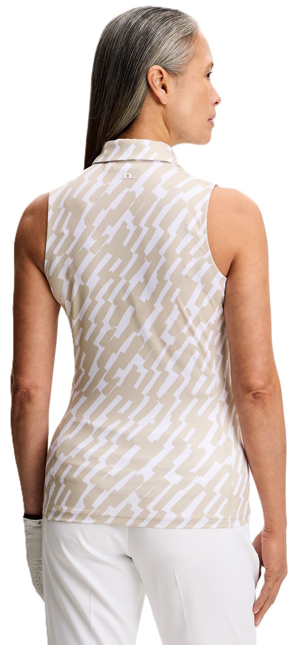 J.Lindeberg Dena Print Sleeveless polo de mujer, oak island fossil
