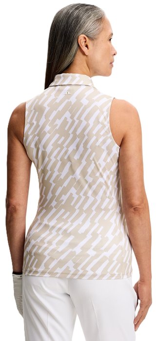 J.Lindeberg Dena Print Sleeveless polo de mujer, oak island fossil