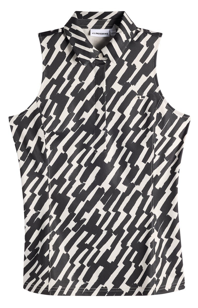 J.Lindeberg Dena Print Sleeveless polo de mujer, oak moonbeam