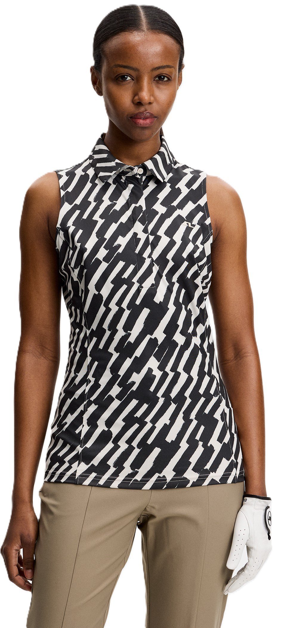 J.Lindeberg Dena Print Sleeveless polo de mujer, oak moonbeam