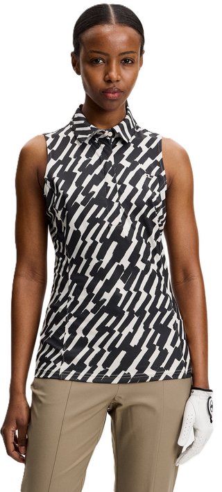 J.Lindeberg Dena Print Sleeveless polo de mujer, oak moonbeam