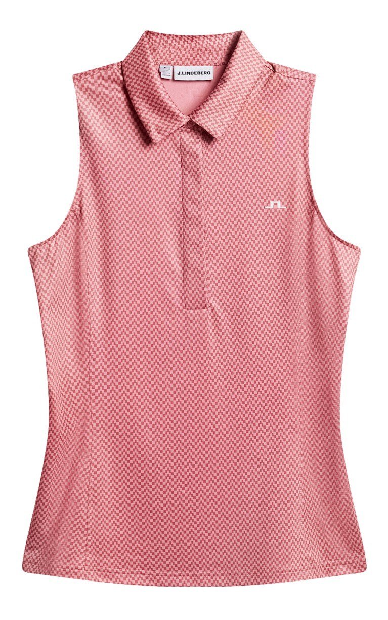 J.Lindeberg Dena Print Sleeveless polo de mujer, bridge stack rose