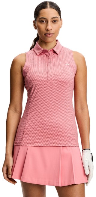 J.Lindeberg Dena Print Sleeveless polo de mujer, bridge stack rose