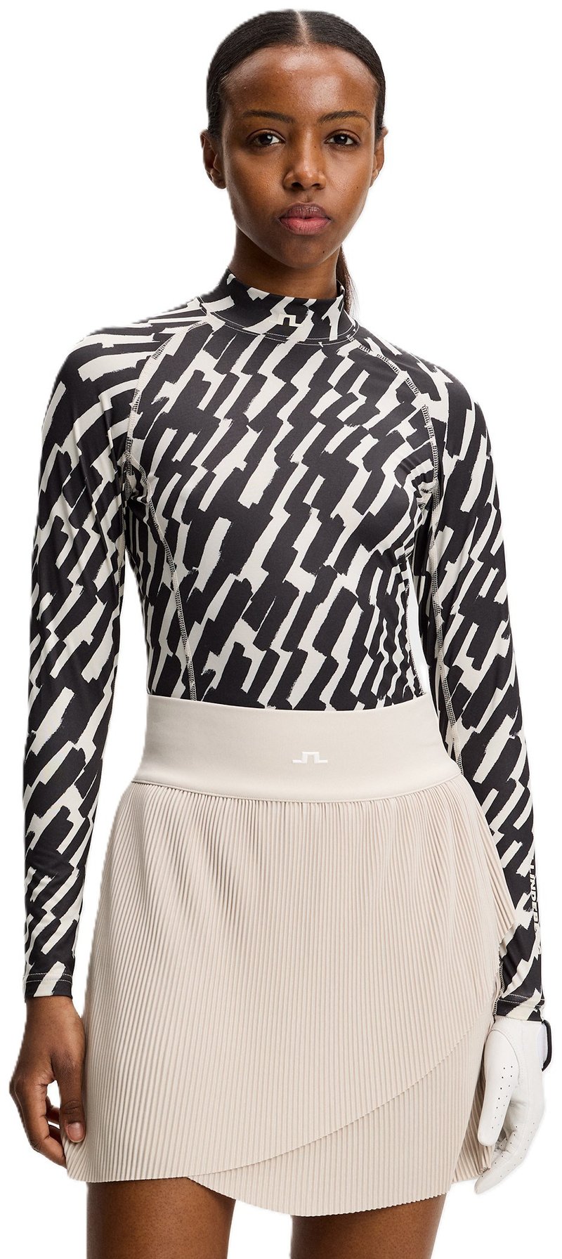 J.Lindeberg Ella Print Compression top de mujer, oak moonbeam