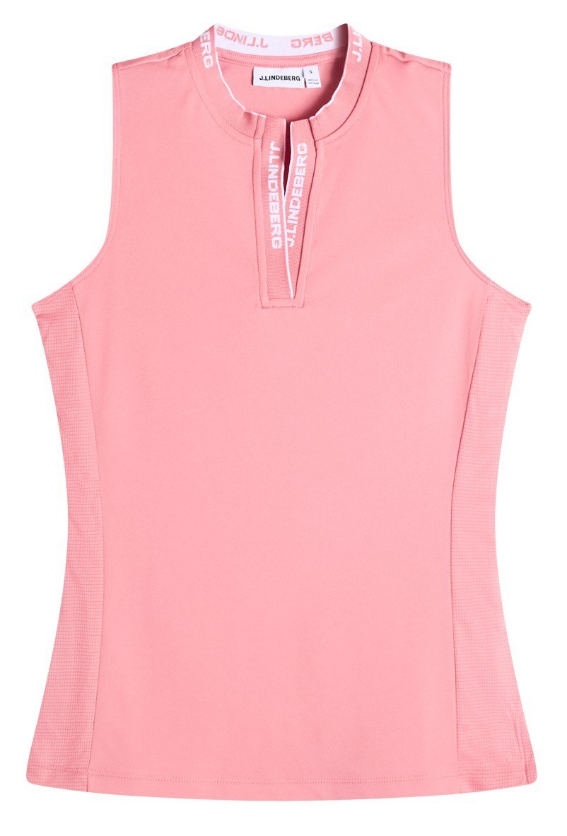 J.Lindeberg Leya Sleeveless polo de mujer, flamingo plume