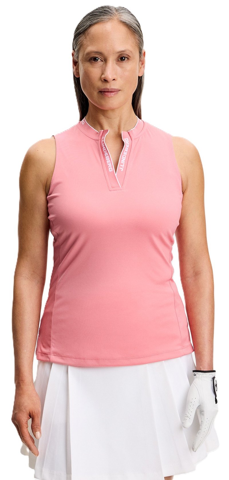 J.Lindeberg Leya Sleeveless polo de mujer, flamingo plume