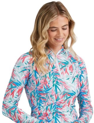PING Arwen Printed Longsleeve polo de manga larga para mujer, tropic retreat