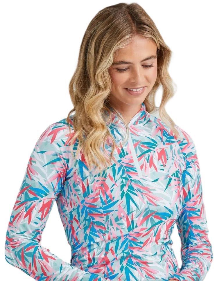 PING Arwen Printed Longsleeve polo de manga larga para mujer, tropic retreat