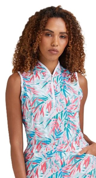 PING Penola Printed Sleeveless polo de mujer, tropic retreat