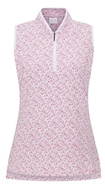 PING Penola Printed Sleeveless polo de mujer, fuchsia foliage