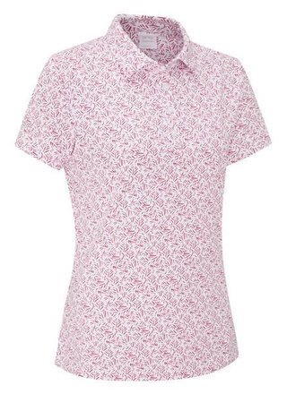 PING Aeria Printed polo de mujer, fuchsia foliage