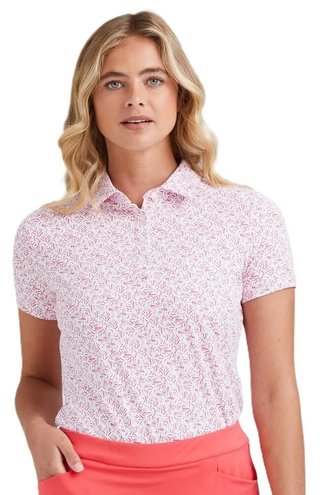 PING Aeria Printed polo de mujer, fuchsia foliage